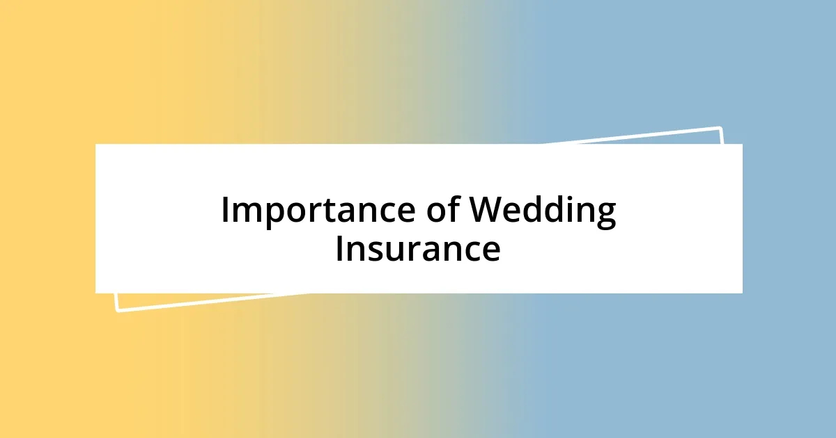 Importance of Wedding Insurance