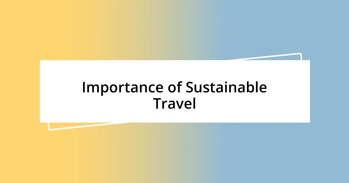 Importance of Sustainable Travel