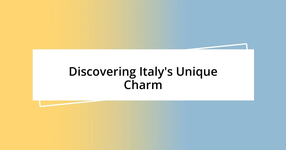 Discovering Italy